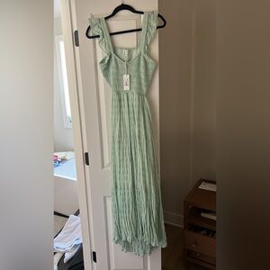 Sage Green Ruffle Strap Midi Dress
